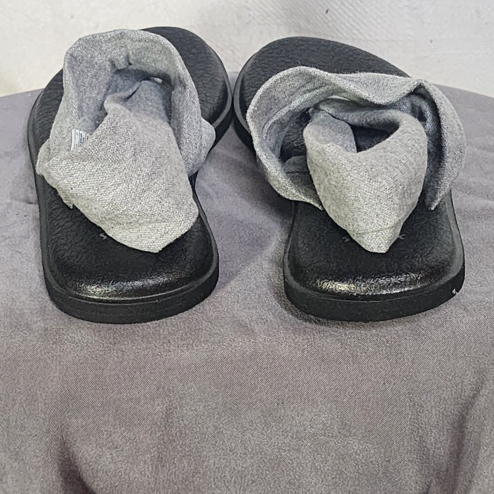Sanuk Grey Black Ella Slip On Cushion Insole Stretch Fabric Yoga Sling Sandal 7 - Picture 6 of 16